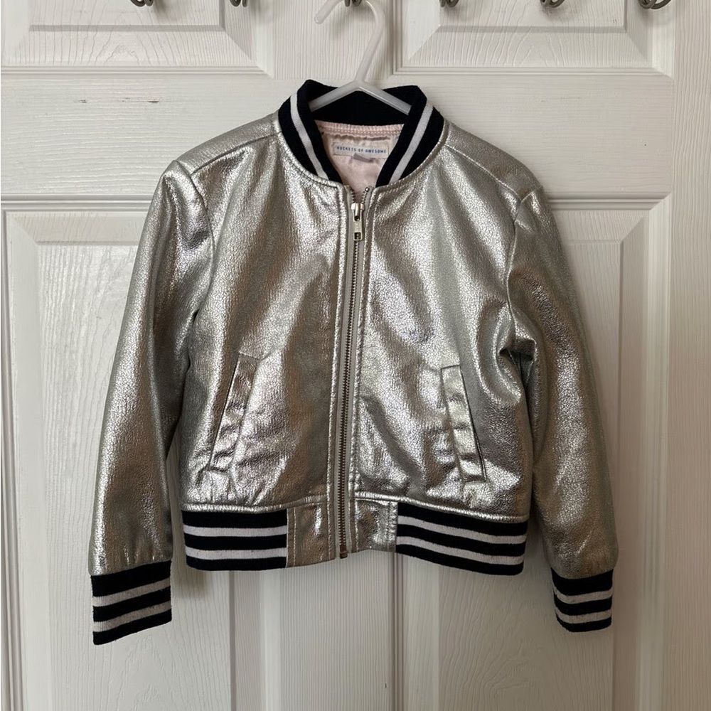 Silver Metallic Bomber Jacket